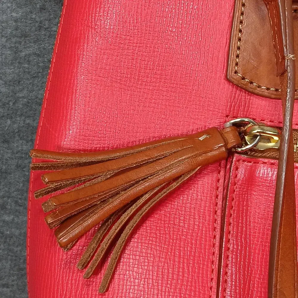 Dooney & Bourke Saffiano Leather Tote Bag Coral Pink Tassel Zip Pocket Wristlet